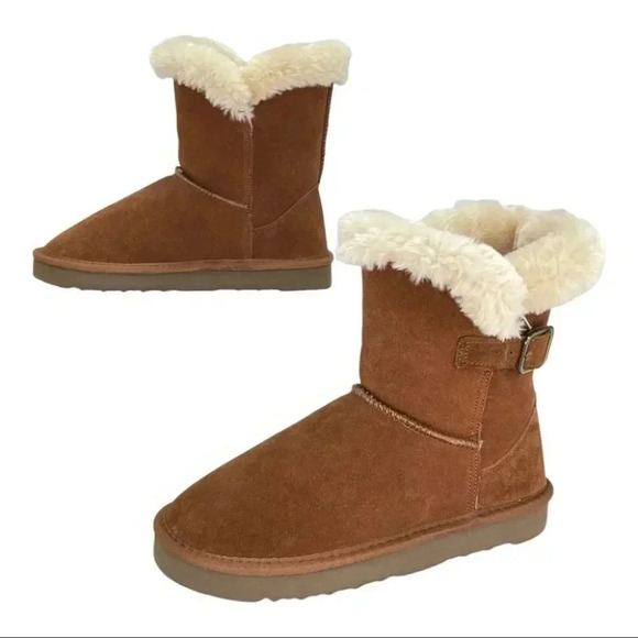 Style & Co Tiny2 Tan Suede Leather Faux Fur Womens Ankle Boots Size 6M - Picture 12 of 13
